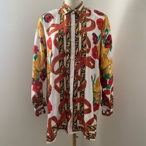 Vintage Limited Edition Units White, Red, & Gold Long Sleeve Button Down